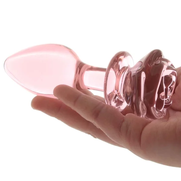 Booty Sparks Pink Rose Glass Anal Plug