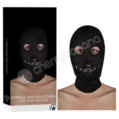 Ouch Black Extreme Mesh Balaclava With Open Ball Gag