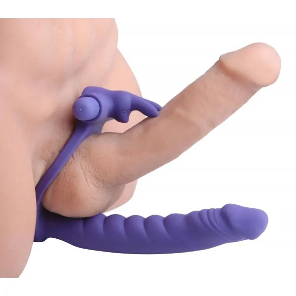 Double Delight Dual Penetration Vibrating Rabbit C Ring