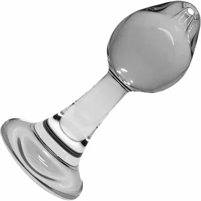 Naked Long Stem Small Bulb Clear Glass Butt Plug By Crystal Delights