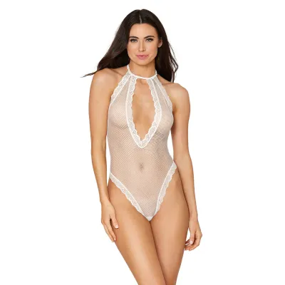 Dreamgirl Fishnet Draped Pearl Teddy