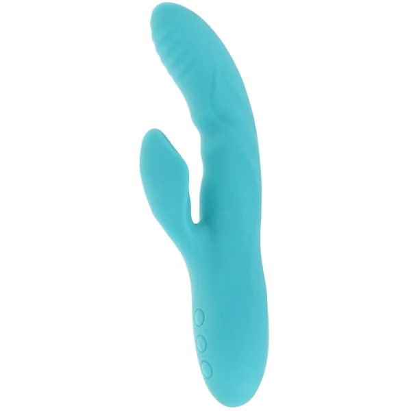 Nubii Kiah 17+3 Function Rabbit Rechargeable Silicone Dual Stim Vibrator By Nu Sensuelle - Blue