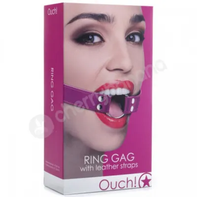 Ouch Pink Ring Gag With Adjustable Leather Straps