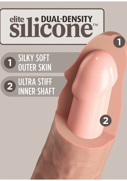 King Cock Elite 6 Inch Dual Density Vibrating Cock Flesh Brown — image 16 of 22
