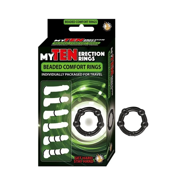 My Ten Erection Rings Beaded Comfort Rings Black