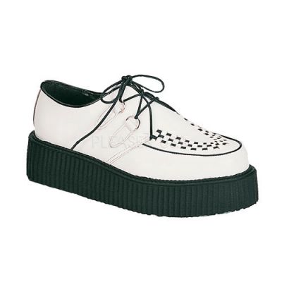 CREEPER 402 2 P F Rockabilly Punk Goth Wht Leather Basic Creeper
