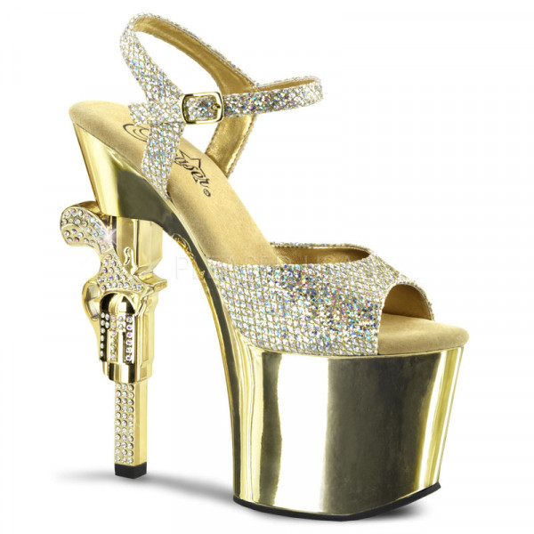 REVOLVER-709G - 7" R/S Embellished Gun Heel, 3 1/4" PF Ankle Strap Sandal — image 5 of 8