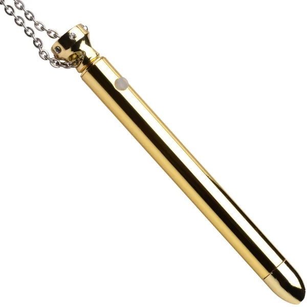 Charmed 7X Rechargeable Stainless Steel Vibrating Necklace - Gold