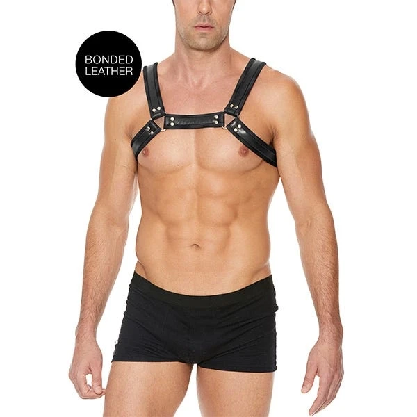 Ouch Buckle Bonded Leather Bulldog Harness