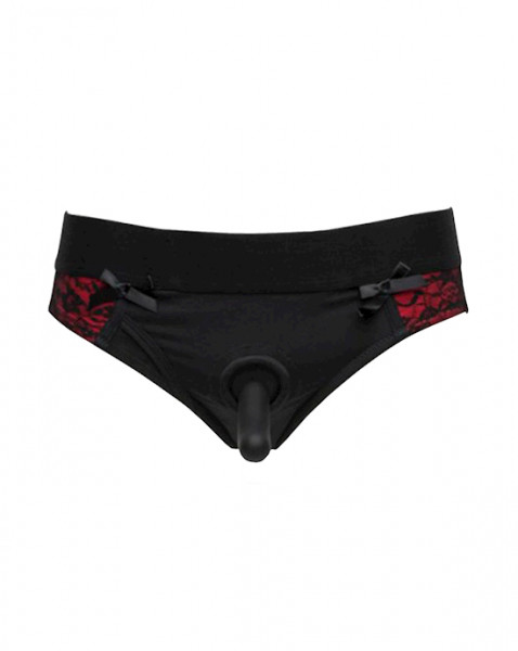 Scandal Pegging Panty Set - Black / Red - L/xl