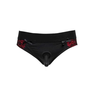 Scandal Pegging Panty Set Black Red L xl