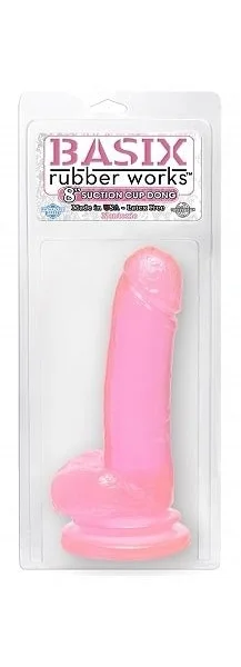 Basix Rubber Works 8 inches Pink Suction Cup Dong