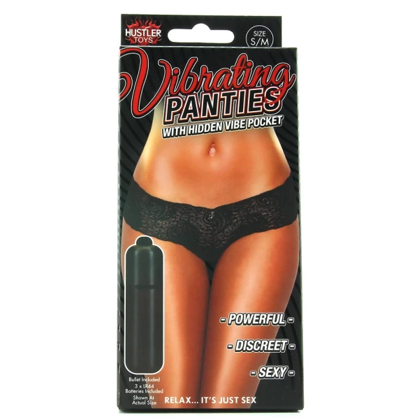Hustler Vib Panty Black with Pink Lace M/L