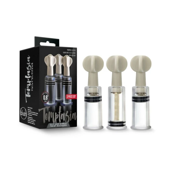 Temptasia Clit And Nipple Twist Suckers Set of 3 Clear