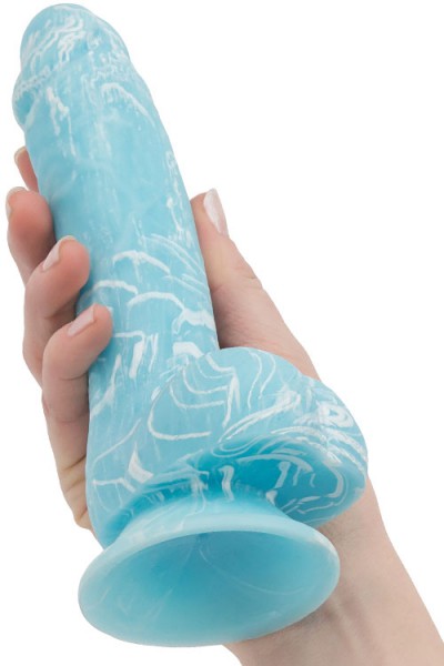 BMS Glow-in-the-Dark 7.5" Blue Silicone Dildo with Suction Base