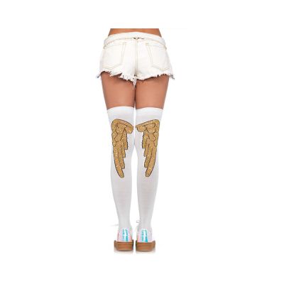 Lurex Angel Wing Over The Knee Socks O s White gold