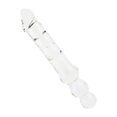 Lucent Beaded Handle Glass Dildo