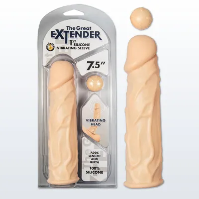 The Great Extender 1st Vibrating Penis Sleeve 7 5 quot White