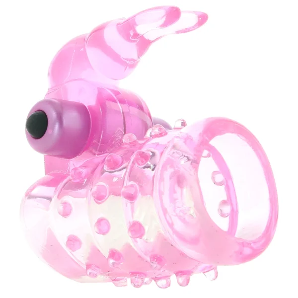 Basic Essentials Stretchy Vibrating Bunny Enhancer - Pink
