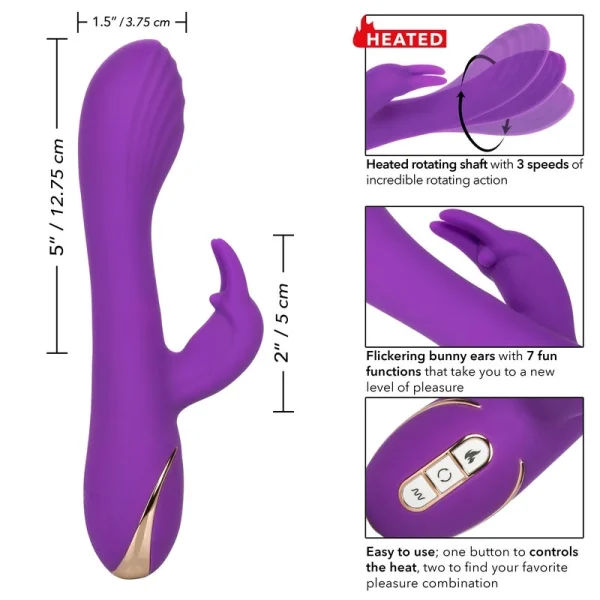 Jack Rabbit Signature Heated Silicone Rotating G Rabbit Rechargeable Vibrator By CalExotics