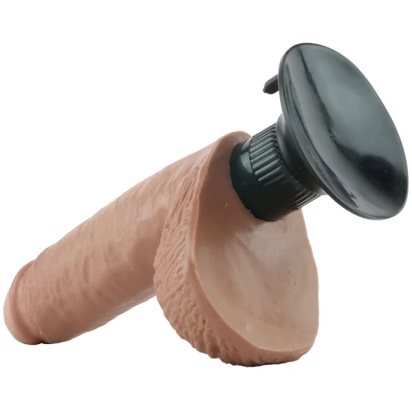 King Cock 7" Vibrating Cock With Balls - Tan