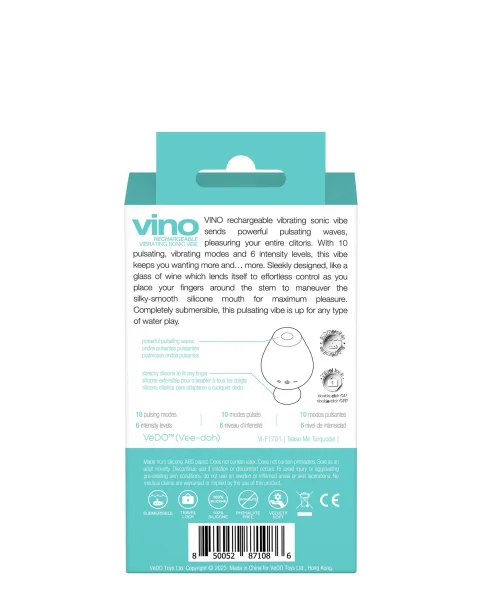 Vino Rechargeable Vibrating Sonic Vibe - Turquoise
