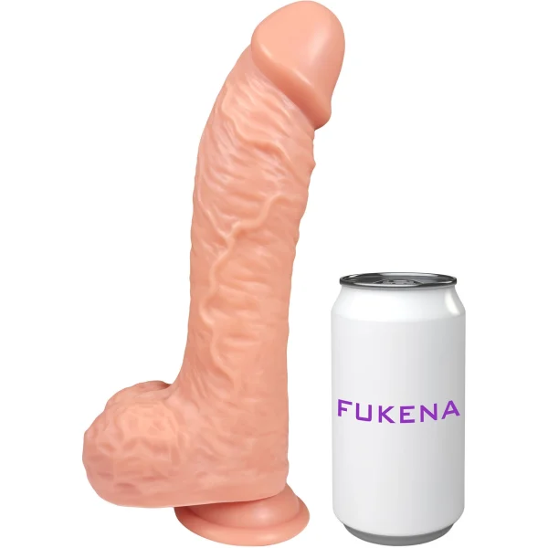 The Viking 8 Inch Silicone Realistic Dildo With Balls & Suction Cup Base By Fukena - Vanilla