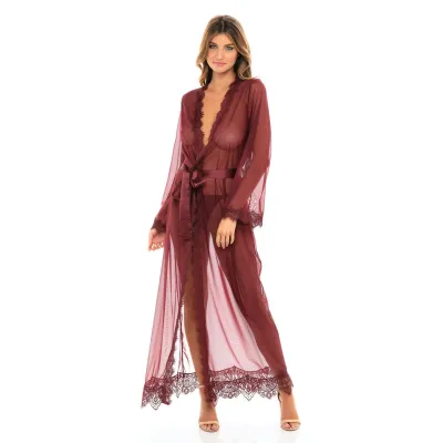 Oh La La Cheri Provence Eyelash Lace Zinfandel Robe