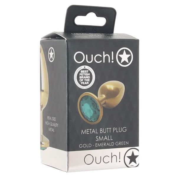 Ouch! Green Round Gem Gold Plug