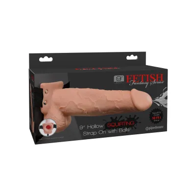 Fetish Fantasy Series 9 Hollow Squirting Strap on With Balls Flesh