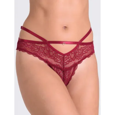 Lovehoney Late Night Liaison Wine Crotchless Brazilian Knickers