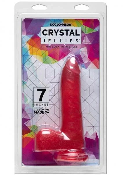 Crystal Jellies Thin Cock with Balls 7 Inches Pink
