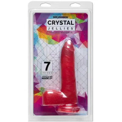 Crystal Jellies Thin Cock with Balls 7 Inches Pink