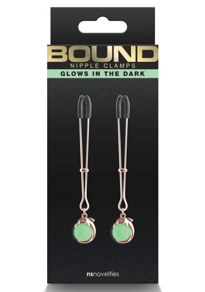 Bound Adjustable G1 Glow In The Dark Nipple Clamps by NS Novelties - Gunmetal