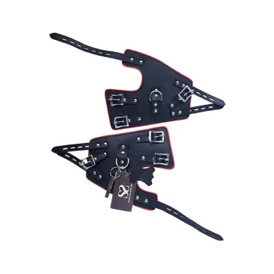 Bound X Heavy Duty Leather Suspension Cuffs Black Red
