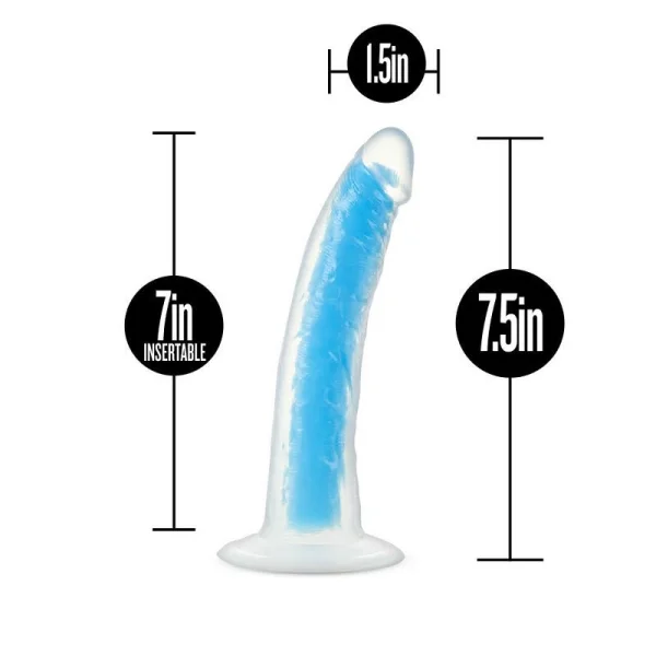 Neo Elite Glow In The Dark 7.5in Dual Density Cock Neon Blue