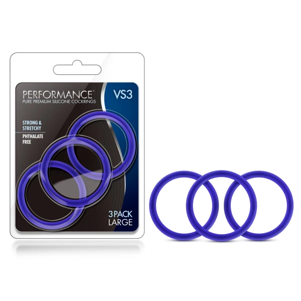 Performance - Vs3 Pure Premium Silicone  Cockrings - Large - Indigo