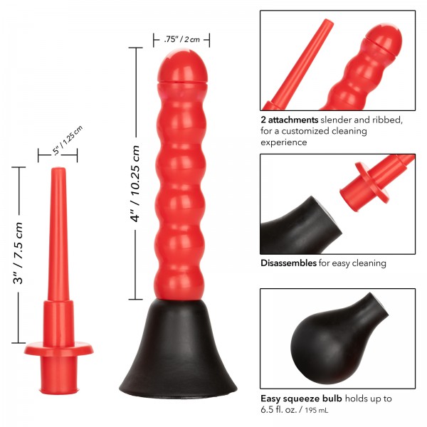 California Exotic Ribbed Anal Douche with 2 Attachments