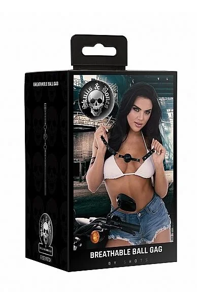 Ouch! Skulls & Bones Breatheable Ball Gag Black