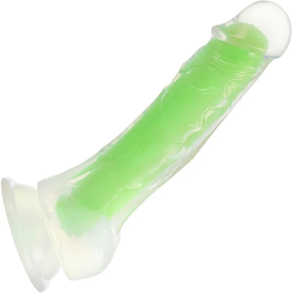 Neo Elite Glow In The Dark 7.5" Dual Density Realistic Silicone Dildo With Balls by Blush - Neon Green