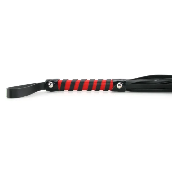Sex & Mischief Faux Leather Red & Black Strips Flogger