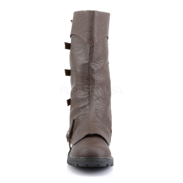 1 1/2 inches Flat Heel Men\'s Buckled Strap Knee High Cuffed Boot — image 6 of 8