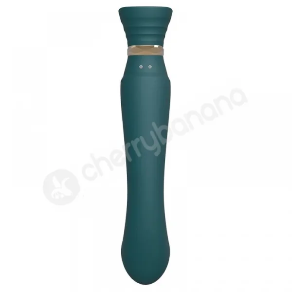 Zalo Queen Jewel Green G-spot Pulse Wave Vibrator with Suction Sleeve