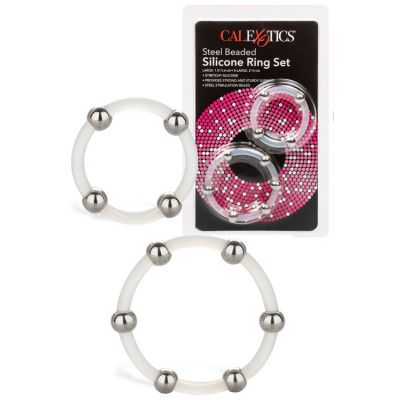 California Exotic Steel Beaded Silicone Ring Set 2 Pce