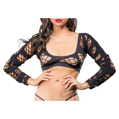 Wild Design Mesh Crotchless Leggings One Size Black