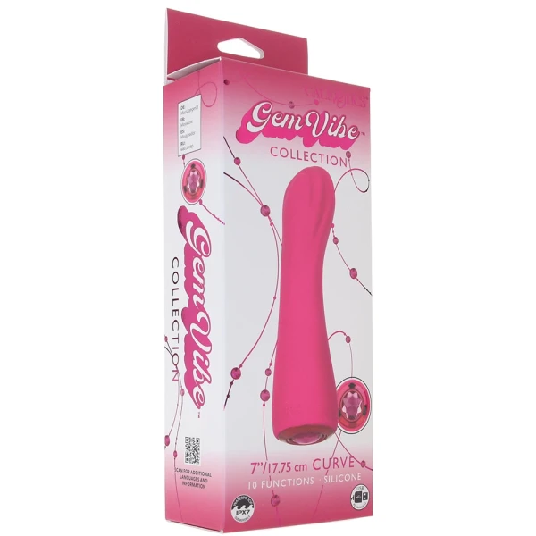 Gem Vibe Collection 7" Curve Rechargeable Waterproof Silicone G-Spot Vibrator By CalExotics - Pink