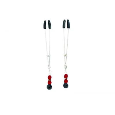 Red Beaded Nipple Clamps With Tweezer Tip Red