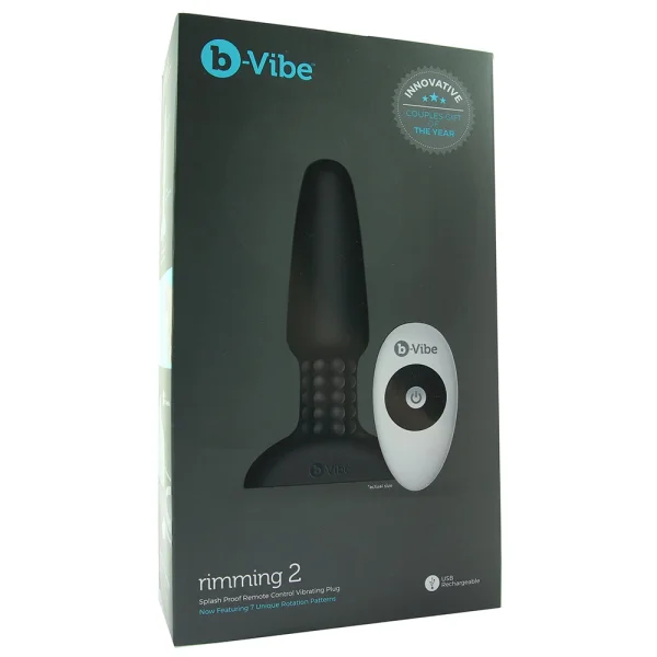 b-Vibe Rimming Plug 2 - Waterproof Remote Control Vibrating Anal Toy - Black