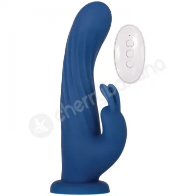 Evolved Remote Rotating Rabbit Blue Rotation Vibration Vibrator With Suction Cup Base