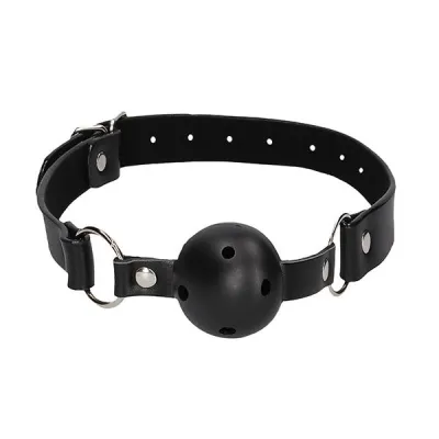 Ouch Black White Breathable Ball Gag With Leather Strap